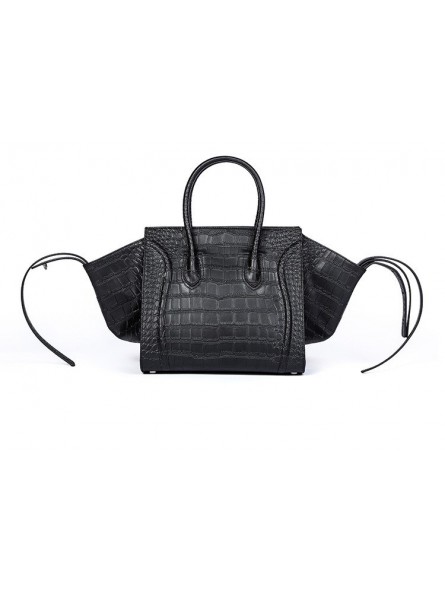 Leather handbag crocodile pattern