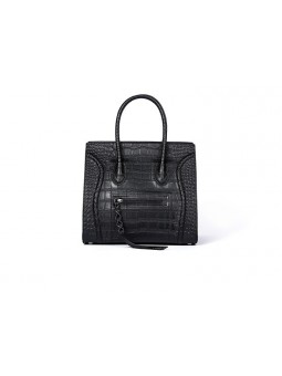 Leather handbag crocodile pattern