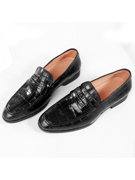 black crocodile loafers