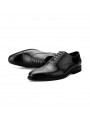 Black leather Richelieu shoes with perforated detail, straight toe and 5-eyelet lace-up closure