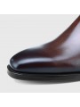 Brown gradient smooth leather Chelsea boots with side elastic panels, slip-on style, straight toe, low heel