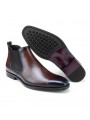 Brown gradient smooth leather Chelsea boots with side elastic panels, slip-on style, straight toe, low heel