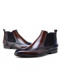 Bottines Chelsea en cuir marron dégradé, à enfiler, avec détails brogues, bout droit et talon.