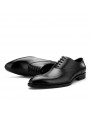 Zapatos Oxford de cuero negro con cordones, detalles perforés, efecto degradado, punta almendrada y tacón bajo