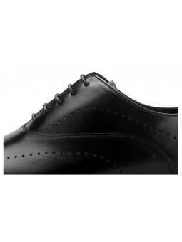 Zapatos Oxford de cuero negro con cordones, detalles perforés, efecto degradado, punta almendrada y tacón bajo