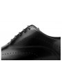 Zapatos Oxford de cuero negro con cordones, detalles perforés, efecto degradado, punta almendrada y tacón bajo