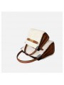 White handbag in shearling and cowhide leather, interior button closure and patch pockets, gold finish.