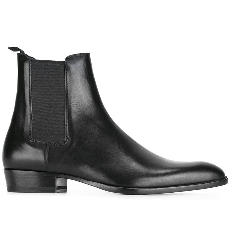 "Cefalù" Bottes Chelsea pour homme en cuir véritable avec bout amande et élastique latérale