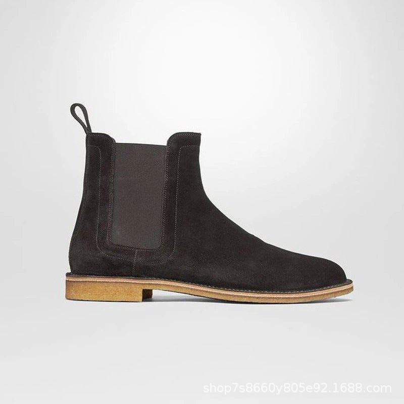  Bottes pour homme en cuir de daim véritable à bout rond, coloris noir, vue de coté droit
