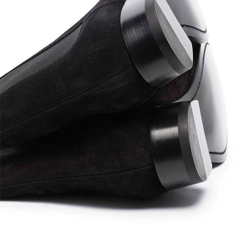 Bottines Chelsea noir pour hommes en cuir suédé véritable.