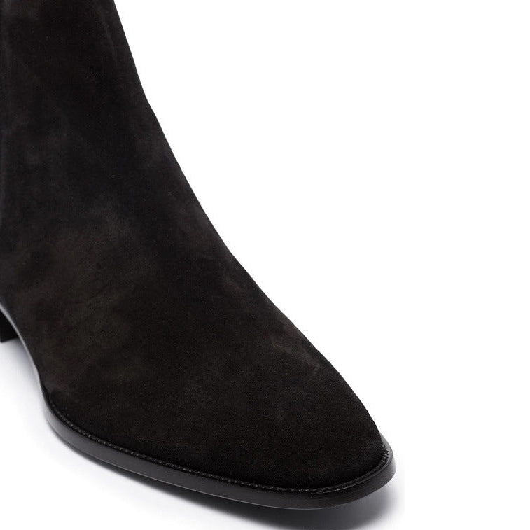 Bottines Chelsea noir pour hommes en cuir suédé véritable, vue latéral