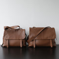 Cartable vintage en cuir de vachette, sacoche porte-documents pour femme, tailles petit et grand, coloris brun – vue frontale
