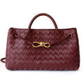 Sac cabas en cuir tressé pour femme, coloris rouge vin, vue frontale