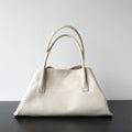 Sac cabas femme en cuir de vachette, sac bandoulière grand format blanc – vue frontale