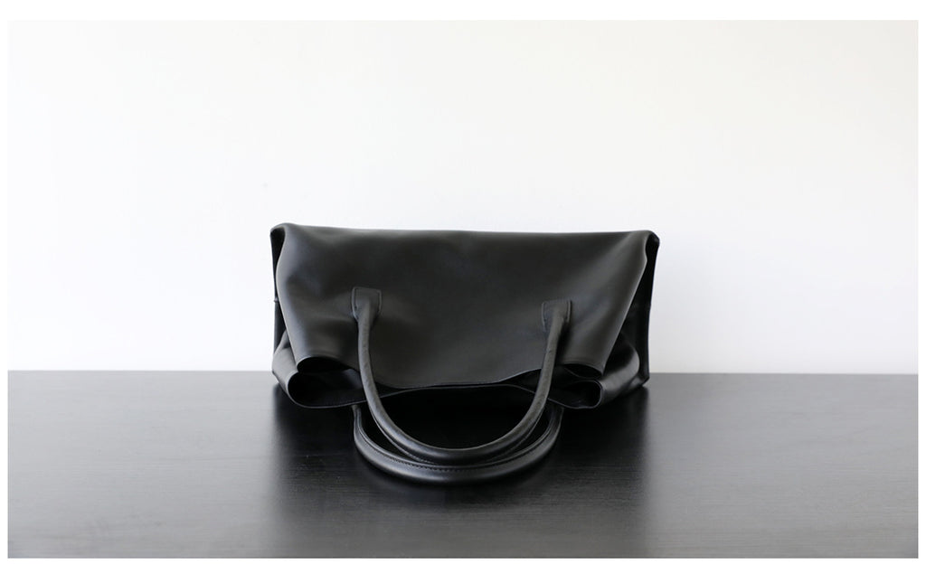Sac cabas femme en cuir de vachette, sac bandoulière grand format noir .
