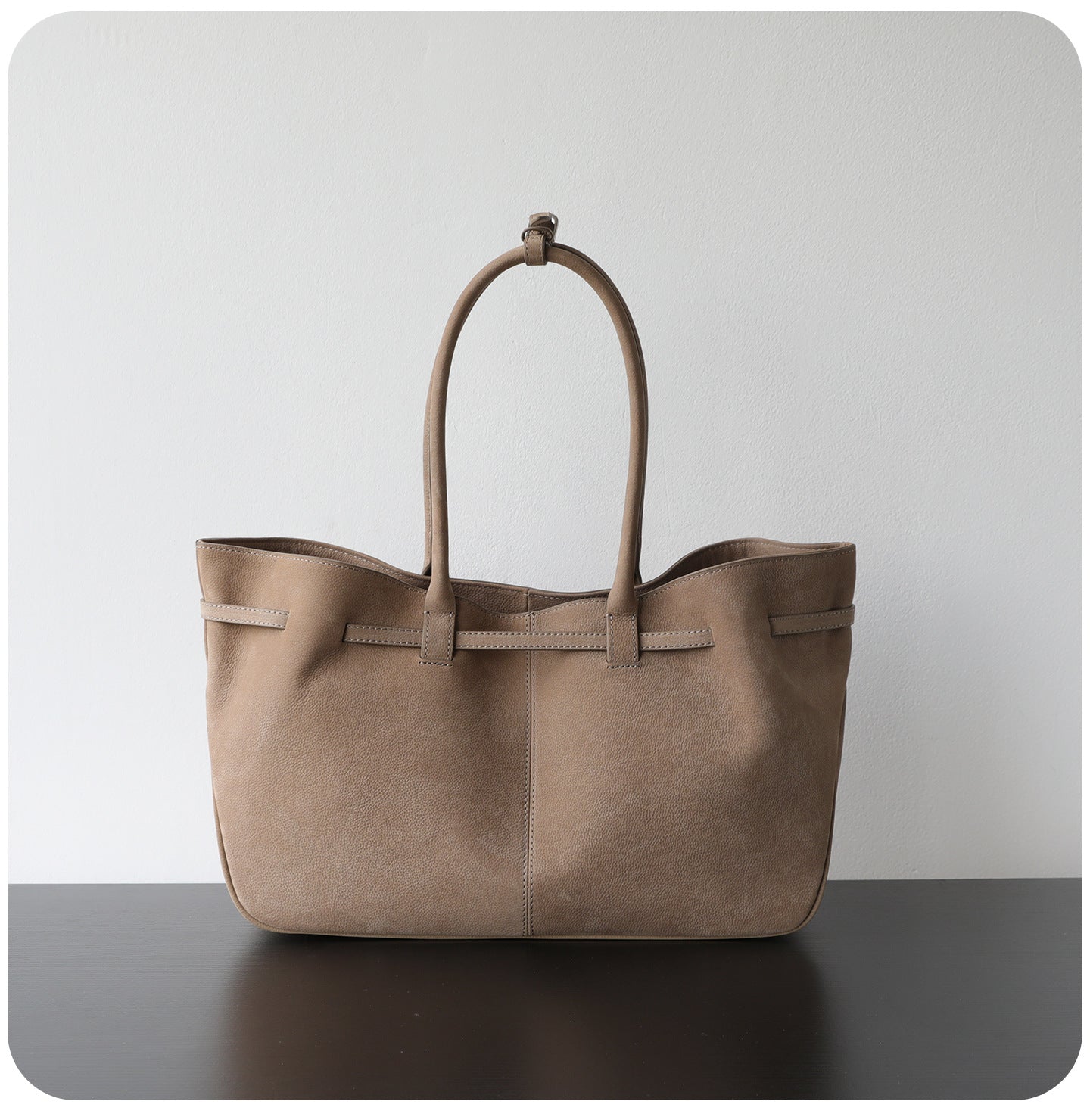 Sac cabas femme en daim, sac bandoulière champignon – vue de l'arriére