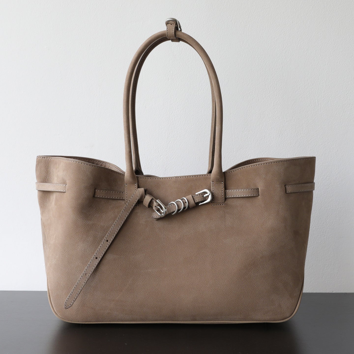 Sac cabas femme en daim, sac bandoulière champignon – vue frontale