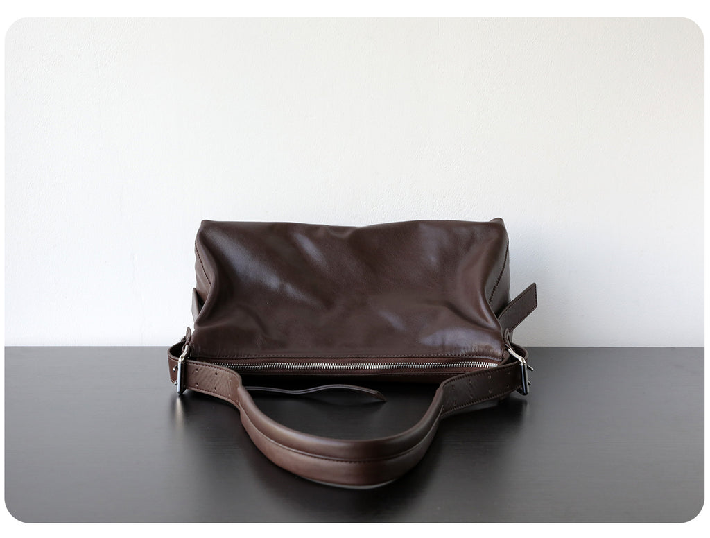 Sac hobo en cuir, couleur chocolat  