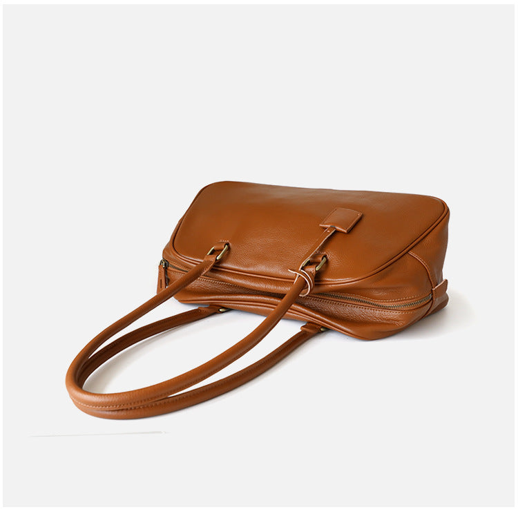 Sac à main femme en cuir pleine fleur, sac simple  marron 