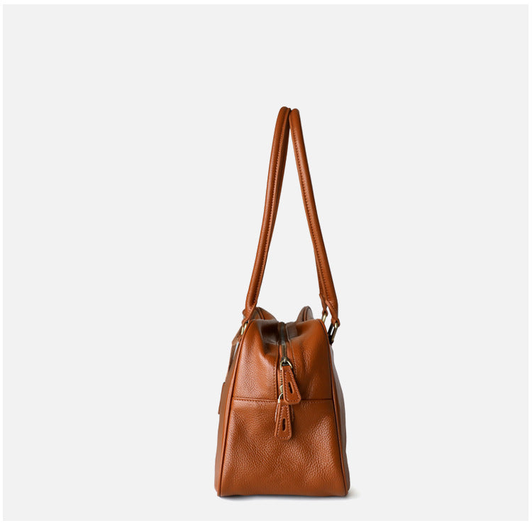 Sac à main femme en cuir pleine fleur, sac simple  marron – vue de coté