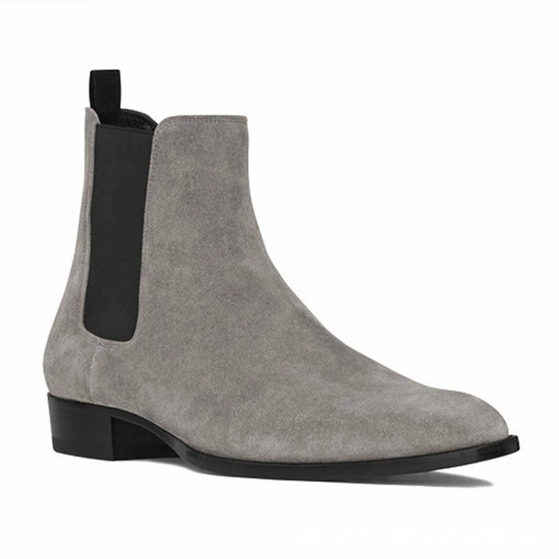 "Cefalù" Bottes Chelsea pour homme en cuir véritable avec bout amande et élastique latérale